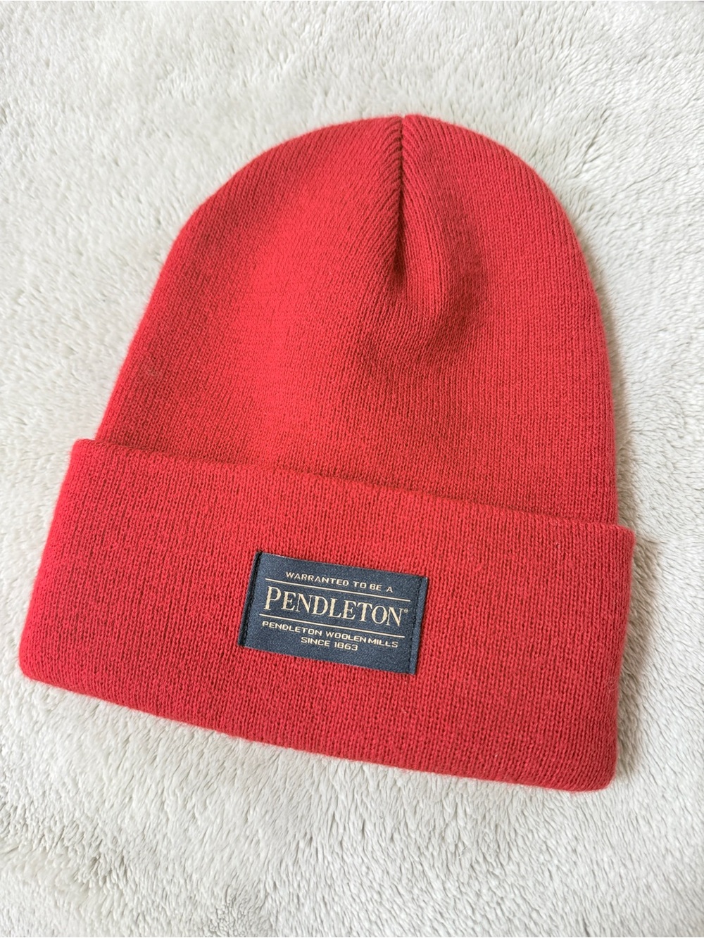 Pendleton Red Folded-Cuff Knit Beanie
